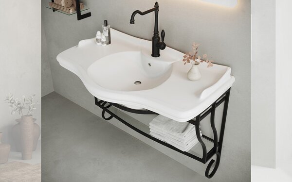 Set lemn masiv alb Mobilier Baie Suspendat Greyson Model G1 /Negru - Negru