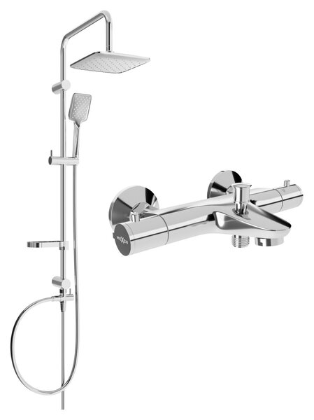 Mexen Sven, set de duș cu duș cu efect de ploaie și robinet termostatic pentru baie NOX, crom, 77350262-00