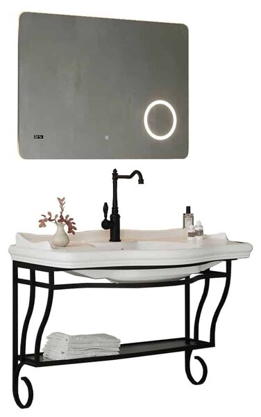 Set lemn masiv alb Mobilier Baie Suspendat Greyson Model G1 /Negru - Negru