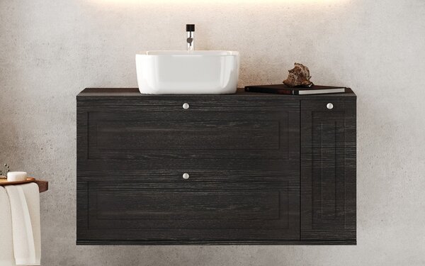 Set lemn masiv Mobilier Baie Suspendat Dellis Model D3 - Negru Texturat, Nu