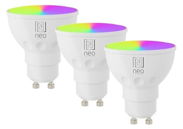 Immax NEO 07724CDO - Set 3 becuri LED RGB dimabile GU10/4,8W/230V, Wi-Fi Tuya + telecomandă