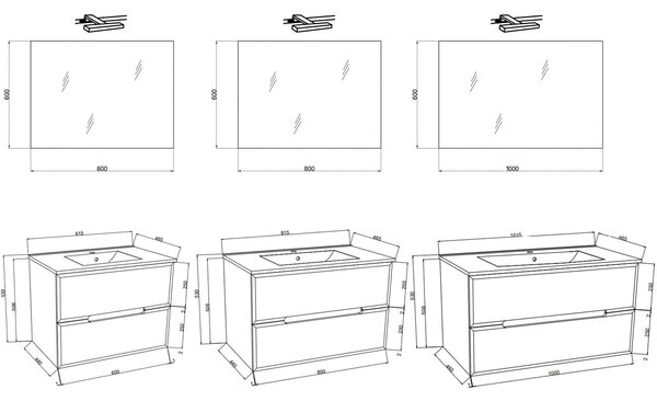 Set lemn masiv Mobilier Baie Suspendat Orchid - 60 cm