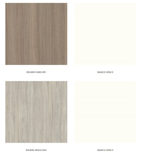 Set lemn masiv Mobilier Baie Suspendat Orchid Lavoar Dublu - bianco opaco & rovere grigio