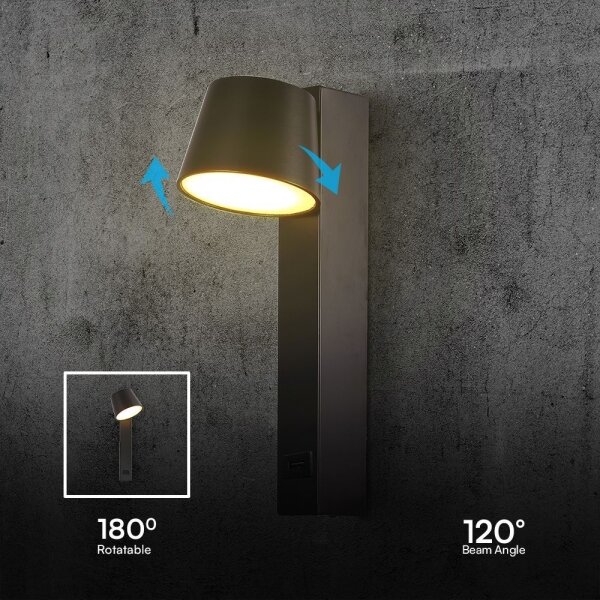 Spot LED de perete cu port USB LED/8W/230V 3000K