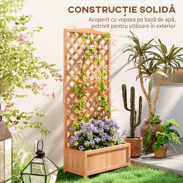 Outsunny Jardinieră cu Grilaj pentru Plante Cățărătoare și Bază Spațioasă, 76x36x170 cm, Maro | Aosom Romania