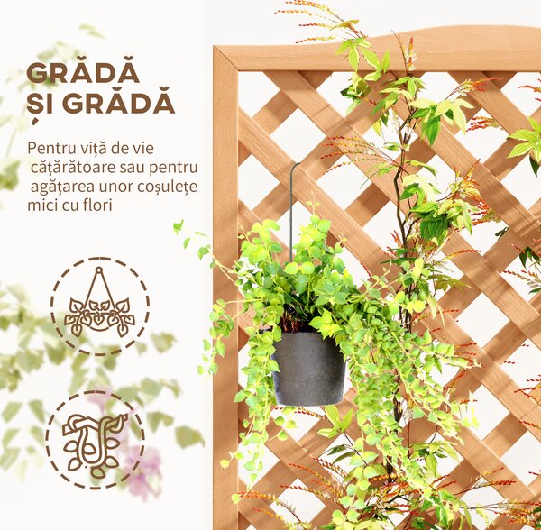 Outsunny Jardinieră cu Grilaj pentru Plante Cățărătoare și Bază Spațioasă, 76x36x170 cm, Maro | Aosom Romania