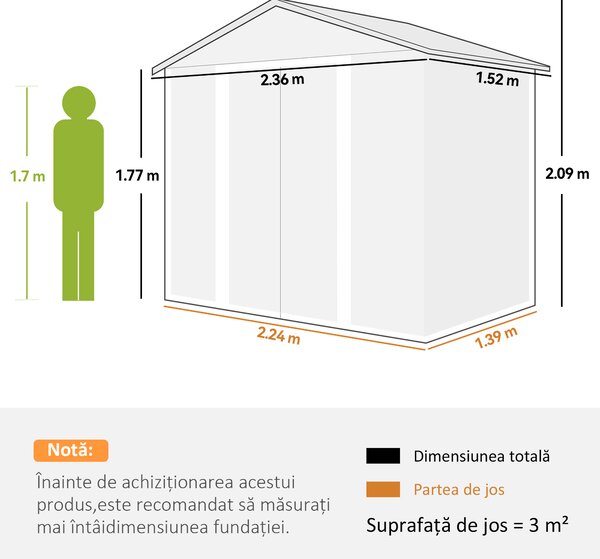 Outsunny Magazie Grădină Magazie Pentru Unelte Grădină Cu Uși Glisante 235.7x152x208.7cm | Aosom Romania