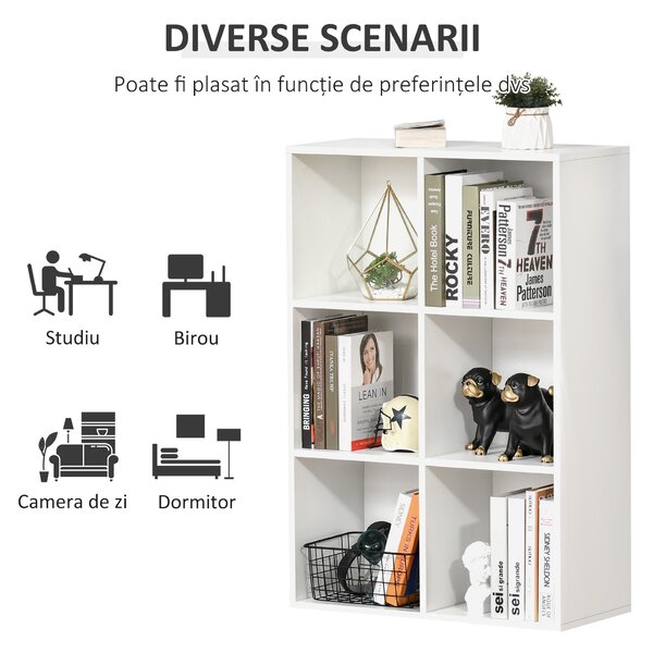 HOMCOM Mobile Libreria a 6 Cubi Moderno a Parete in Legno Bianco | Aosom Romania