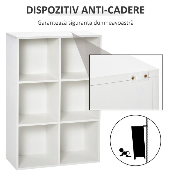 HOMCOM Mobile Libreria a 6 Cubi Moderno a Parete in Legno Bianco | Aosom Romania