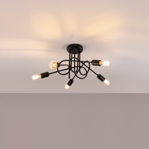 Lustră pe tijă Sollux SL.1435 LOOP 5xE27/15W/230V negru