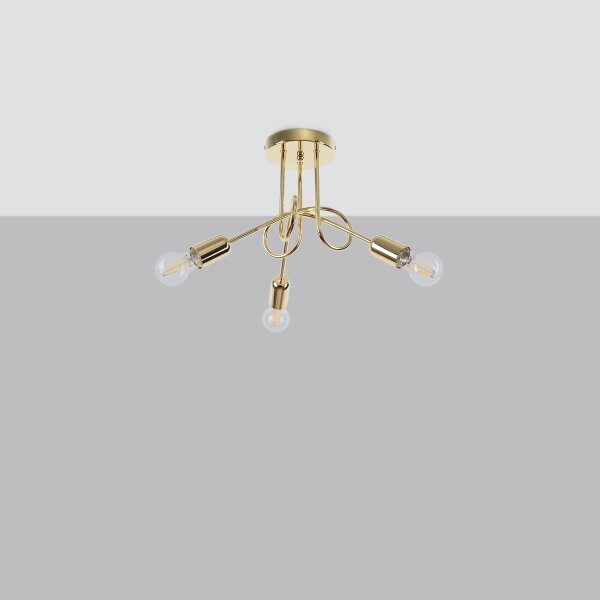 Lustră pe tijă Sollux SL.1437 LOOP 3xE27/15W/230V auriu