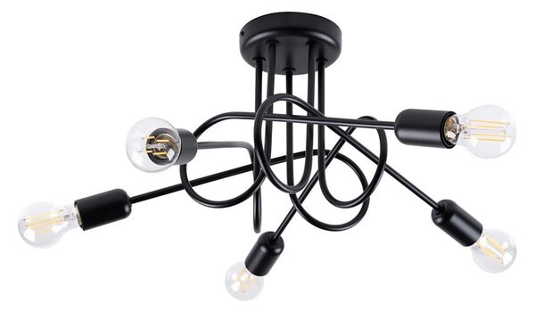 Lustră pe tijă Sollux SL.1435 LOOP 5xE27/15W/230V negru