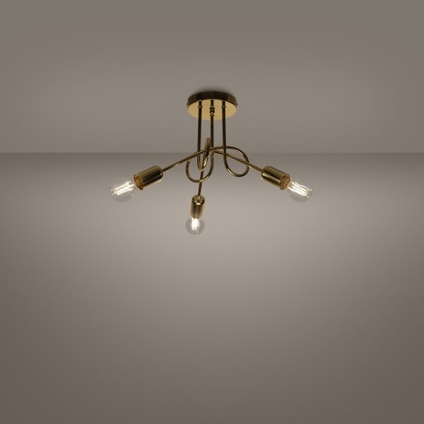Lustră pe tijă Sollux SL.1437 LOOP 3xE27/15W/230V auriu