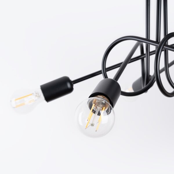 Lustră pe tijă Sollux SL.1435 LOOP 5xE27/15W/230V negru