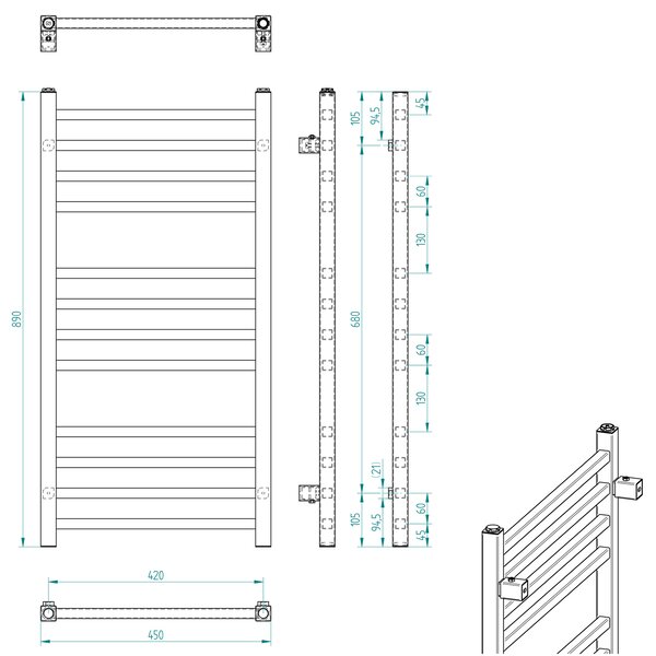 Sapho Sapho, radiator METRO 450x890 mm, cromat, 0411-03