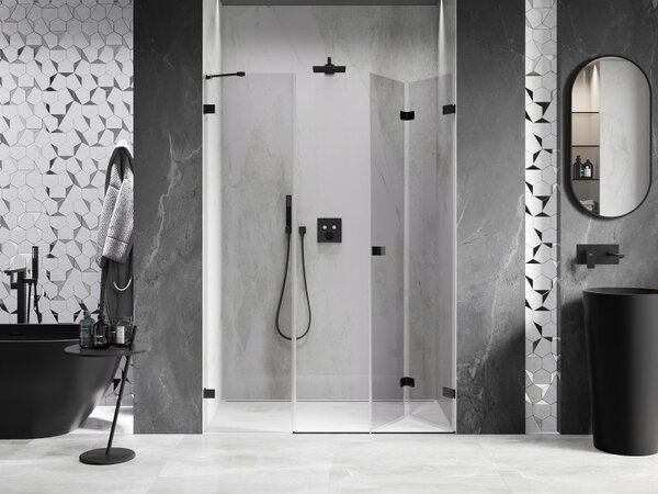 Mexen Lunar-F, ușă de duș pliabilă dreapta 115 cm, sticlă transparentă de 8 mm, profil negru mat, 836S-115-050-70-00-P