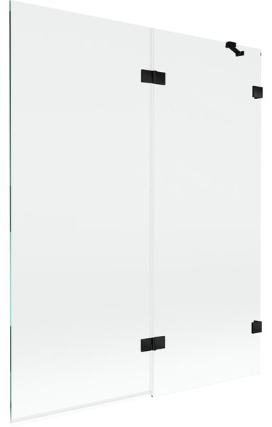 Mexen Lunar, paravan de cadă cu 2 aripi, dreapta, 140 x 150 cm, sticlă transparentă, negru mat, 897-140-100-70-00-P