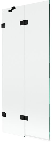 Mexen Lunar, paravan de cadă cu 2 aripi stânga 80 x 150 cm, sticlă transparentă, negru mat, 897-080-100-70-00-L