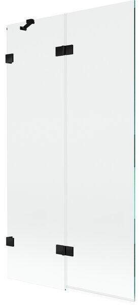 Mexen Lunar, paravan de cadă cu 2 aripi stânga 100 x 150 cm, sticlă transparentă, negru mat, 897-100-100-70-00-L
