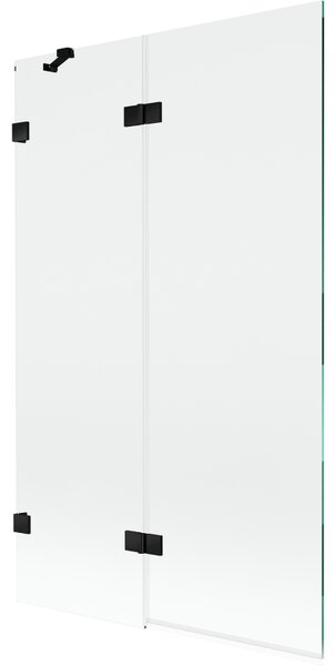 Mexen Lunar, paravan de cadă cu 2 aripi stânga 110 x 150 cm, sticlă transparentă, negru mat, 897-110-100-70-00-L