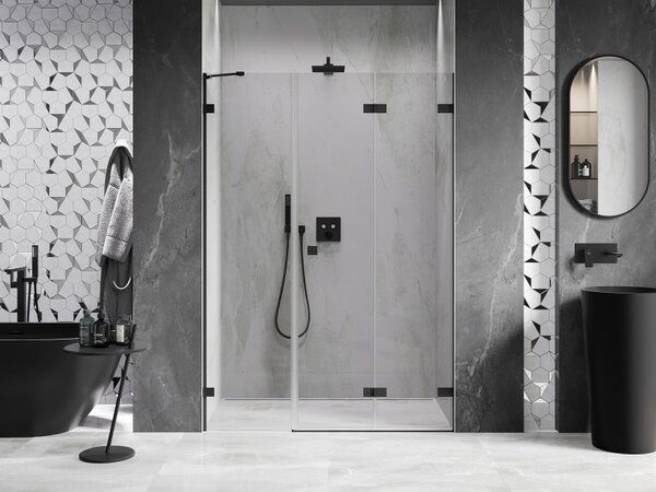 Mexen Lunar-F, ușă de duș pliabilă dreapta 115 cm, sticlă transparentă de 8 mm, profil negru mat, 836S-115-050-70-00-P