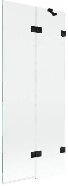 Mexen Lunar, paravan de cadă cu 2 aripi dreapta 80 x 150 cm, sticlă transparentă, negru mat, 897-080-100-70-00-P