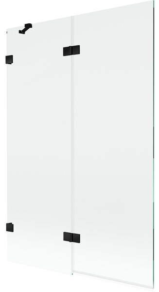 Mexen Lunar, paravan de cadă cu 2 aripi stânga 120 x 150 cm, sticlă transparentă, negru mat, 897-120-100-70-00-L