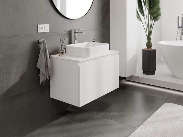 Mexen Orio, mobilier de baie 80 cm cu blat, 1 sertar, alb mat, 91A10-08047-1-BFC01