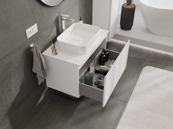 Mexen Orio, mobilier de baie 80 cm cu blat, 1 sertar, alb mat, 91A10-08047-1-BFC01