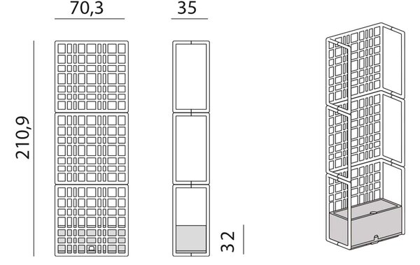 Sistem Modular de Perete Despărțitor, Nardi - Sipario 3 - Basalto