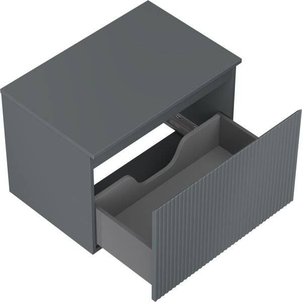 Mexen Rivel, mobilier de baie 70 cm cu blat, 1 sertar, canelat, grafit mat, 91A20-07047-1-BFC66