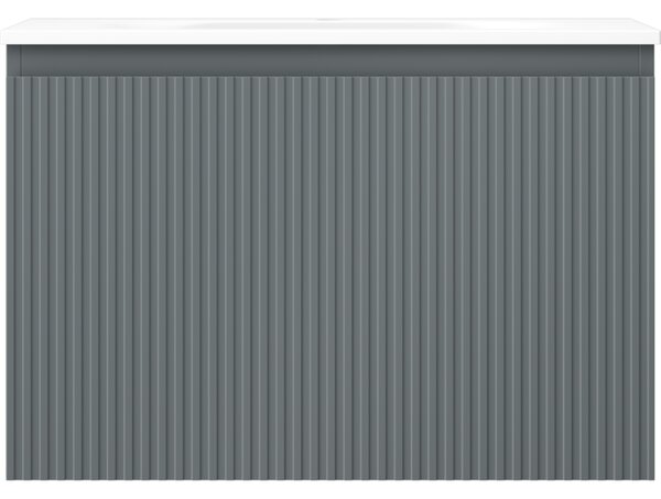 Mexen Rivel, mobilier baie 70 cm cu lavoar Vela, 1 sertar, canelat, grafit mat/alb mat, 91A20-07047-1-BF66-W23M01