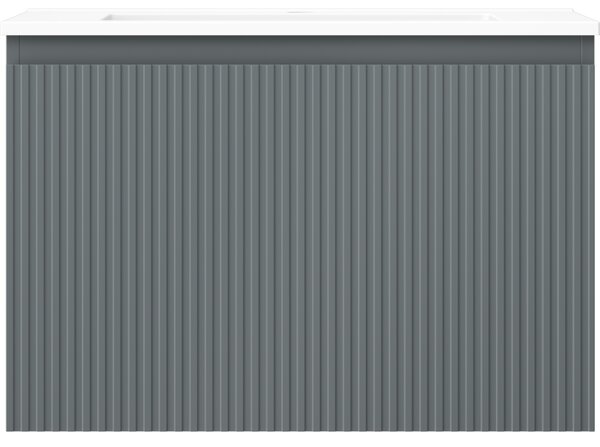 Mexen Rivel, mobilier de baie 70 cm cu lavoar Otis, 1 sertar, canelat, grafit mat/alb mat, 91A20-07047-1-BF66-W18M01