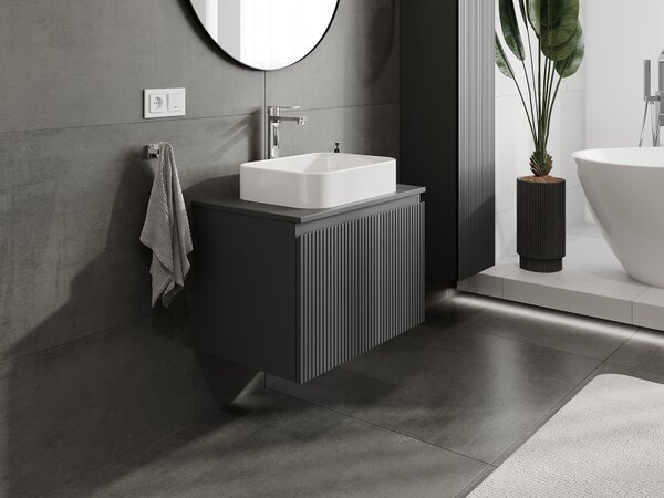 Mexen Rivel, mobilier baie 70 cm, 1 sertar, canelat, grafit mat, 91A20-07047-1-BF66