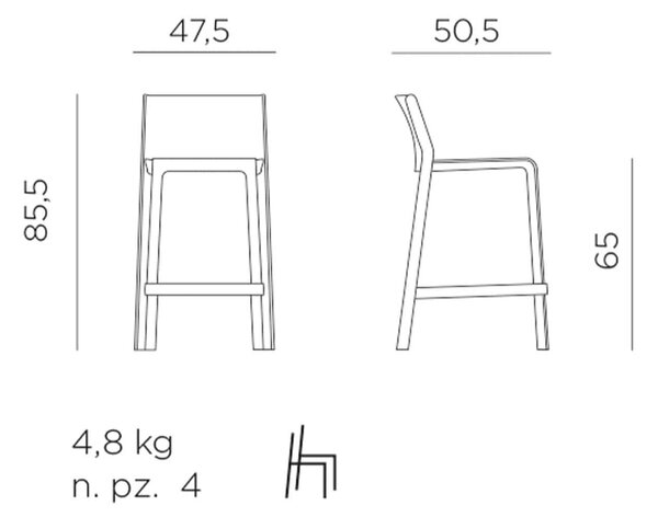 Scaun de Bar, Exterior, Nardi - Trill Stool Mini - Antracite