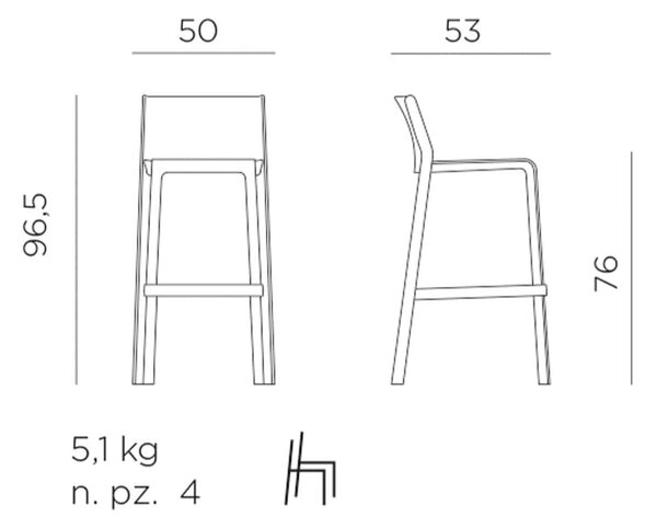 Scaun de Bar, Exterior, Nardi - Trill Stool - Tortora