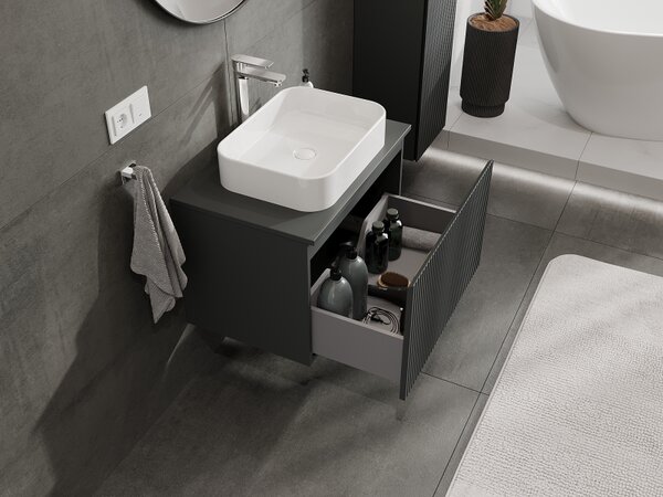 Mexen Rivel, mobilier baie 70 cm, 1 sertar, canelat, grafit mat, 91A20-07047-1-BF66