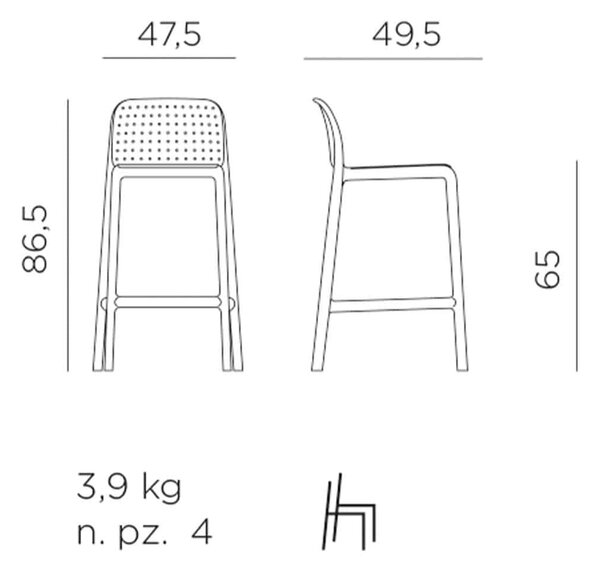 Scaun de Bar, Exterior, Nardi - Lido Mini - Tortora