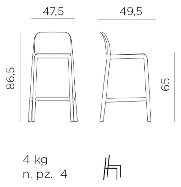 Scaun de Bar, Exterior, Nardi - Faro Mini, 65 cm - Bianco