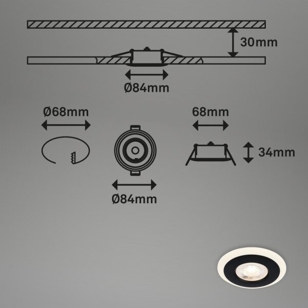 SET 3x corp de iluminat LED încastrat pentru baie Briloner 7039-035 LED/5W/230V IP44