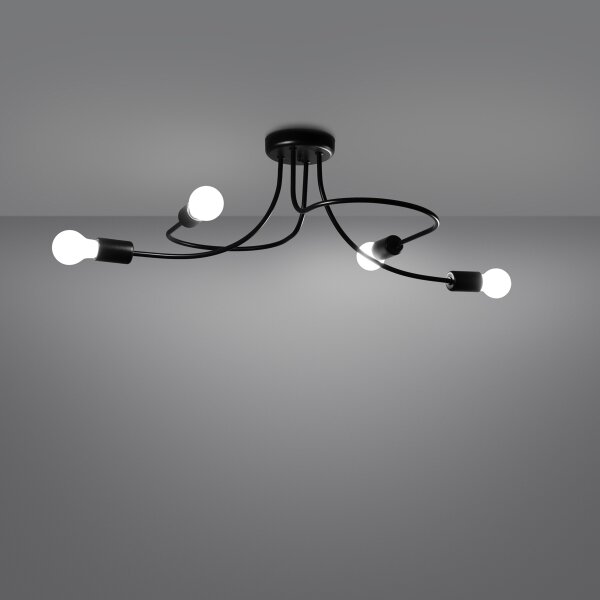 Lustră pe tijă Sollux SL.1455 LEVAR 4xE27/15W/230V negru