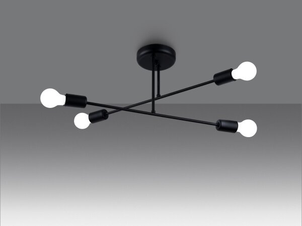 Lustră pe tijă Sollux SL.1451 NORAH 4xE27/15W/230V negru