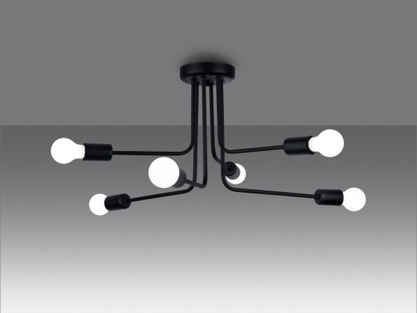 Lustră pe tijă Sollux SL.1452 NORAH 6xE27/15W/230V negru