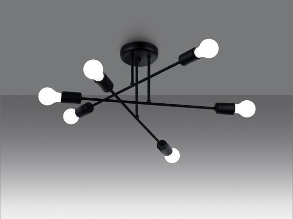 Lustră pe tijă Sollux SL.1453 NORAH 6xE27/15W/230V negru