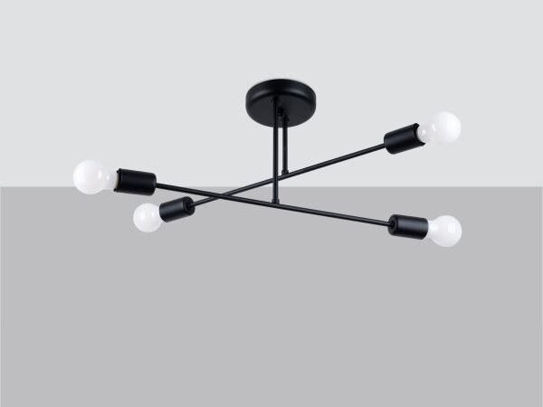 Lustră pe tijă Sollux SL.1451 NORAH 4xE27/15W/230V negru