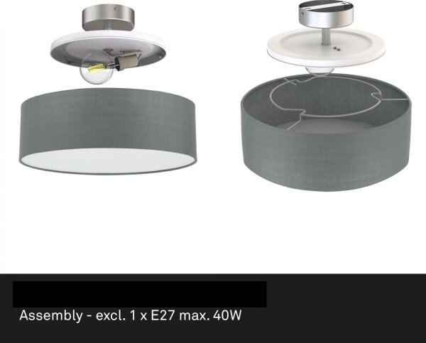Plafonieră Briloner 3375-024 1xE27/40W/230V d. 30 cm gri