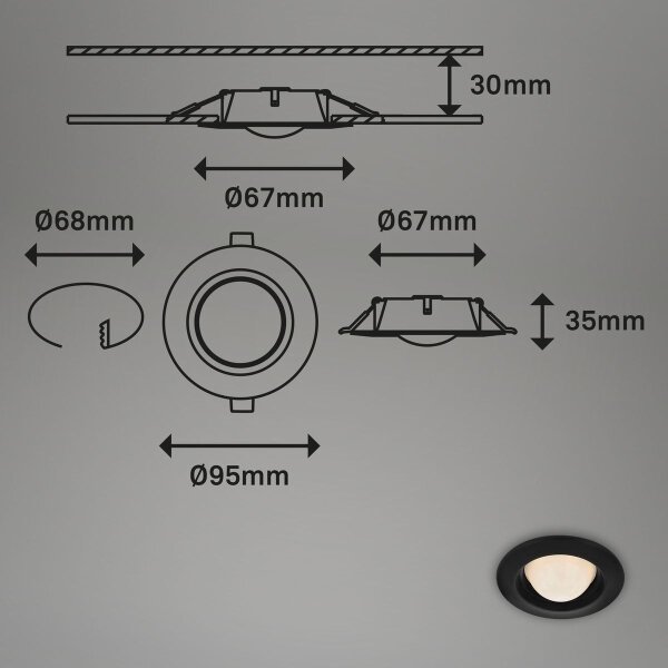 SET 3x corp de iluminat LED încastrat pentru baie Briloner 7056-035 LED/3W/230V IP44
