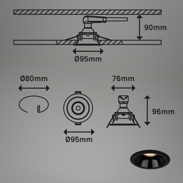 SET 3x corp de iluminat încastrat pentru baie Briloner 7042-035 1xGU10/9W/230V IP23