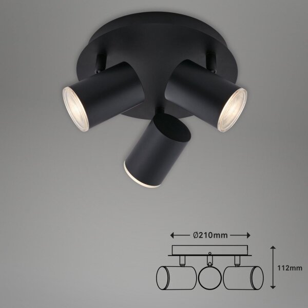 Spot pentru baie Briloner 10476229 3xGU10/5W/230V IP44 negru