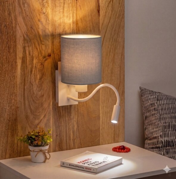 Brilagi NUBILA Lampă LED de perete flexibilă 1xE27/25W/230V + LED/3W, alb/gri deschis